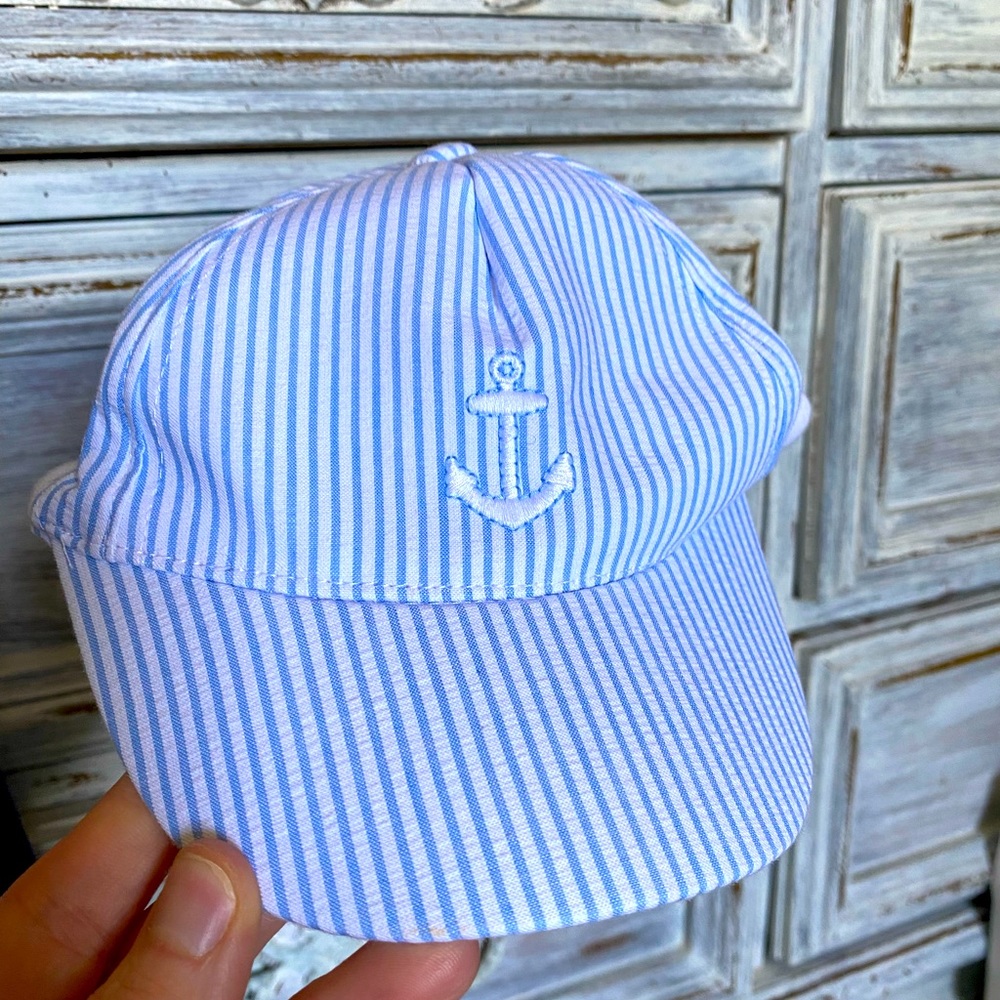 Janie and Jack striped anchor baby hat 6-12 months